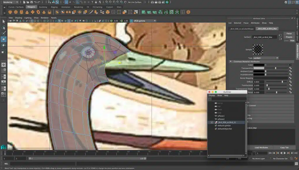 O processo de "blocar" um objeto no Maya
