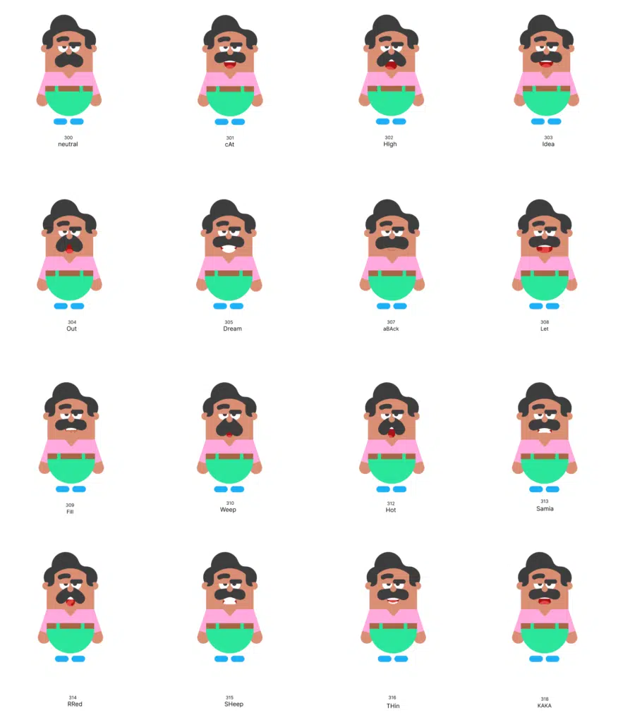 Imagem que mostra um exemplo de visema do Duolingo